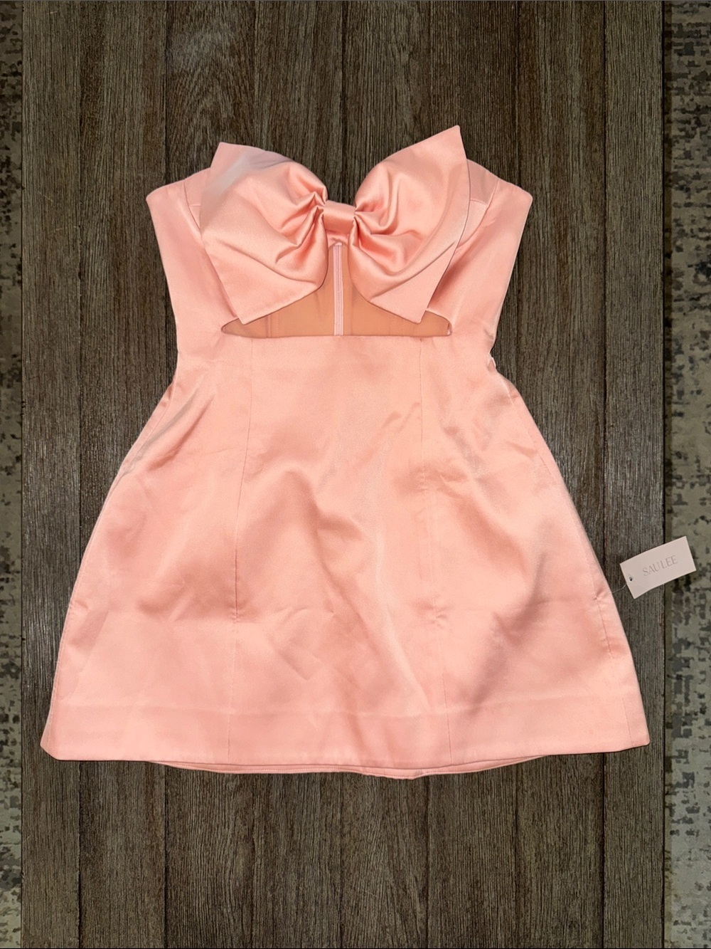 Sau Lee Estelle Satin Bow Minidress Powder Pink
